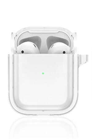 Airpods 4 (4.nesil) Shiny Şeffaf Kılıf - Beyaz-(5796)