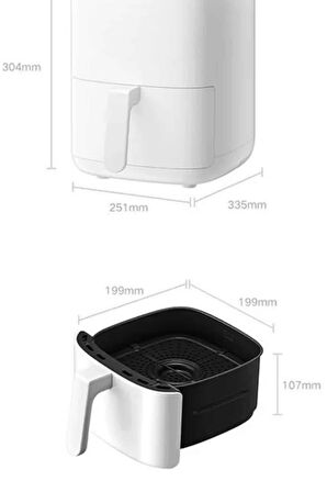 Hava Fritözü 4L Airfryer Pratik Uzun Ömürlü Yağsız Pişirme Taşınabilir