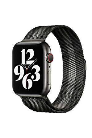 Apple Watch 38mm Metal Mıknatıslı Kordon - Siyah-Beyaz-(5796)