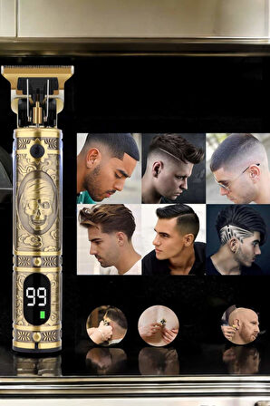 Tıraş Makinesi Şarjlı Profesyonel Saç Kesme Makinesi Gold Çizik Tıraş