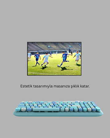 Kablosuz Retro Klavye ve Mouse Seti – 104 Tuşlu Sessiz Yazım