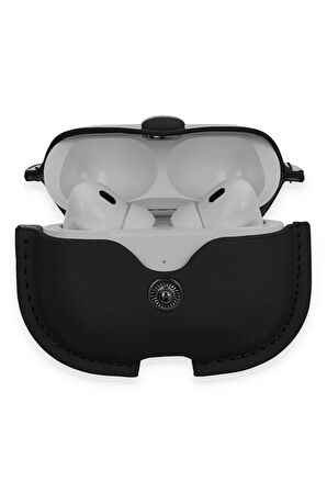 Airpods Pro 2 (2.nesil) Çanta Deri Kılıf - Siyah-(5796)