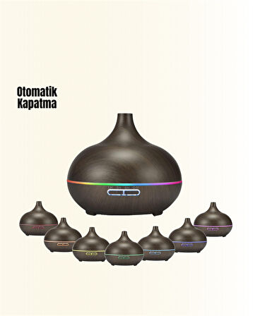 Sessiz Çalışan Aromaterapi Difüzörü – 4 Zaman Ayarlı 7 Renkli Işık Seçen