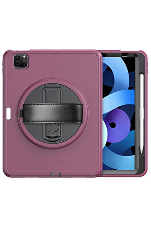 iPad Pro 11 (2018) Kılıf Hand Strap Tablet Kılıfı - Mürdüm-(5796)