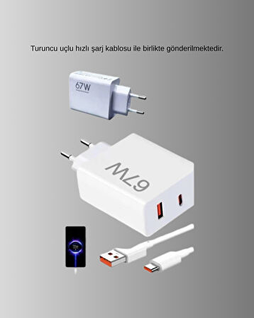 67W Süper Hızlı Şarj Adaptörü ve Kablo Seti – Güvenli Kompakt ve Ergonomik 