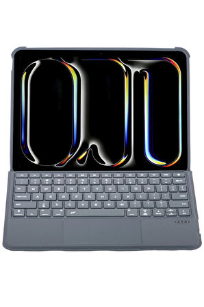 T5504D iPad Pro 11 (2024) Kılıf Palermo Ledli Klavyeli Standlı Tablet Kılıfı -