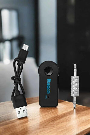 Kablosuz Bluetooth Aux Araç Kiti Siyah Hafıza Kartlı