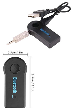 Bluetooth Araç Kiti Aux Çıkışlı Telefon Müzik Alıcı Tüm Cihazlara Uyumlu