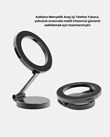 Manyetik Katlanabilir Araç Telefon Tutucu – MagSafe Uyumlu 360° Ayarlanabilir G?