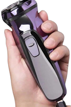 3 Bıçaklı Döner Başlıklı Sakal Sıfır Alma Tıraş Makinesi Profesyonel Pasl