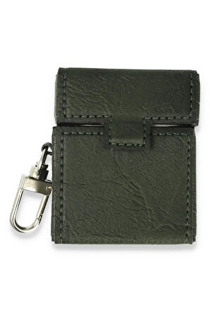 Airpods 2 (2.nesil) Deri Kılıf - Haki Yeşil-(5796)