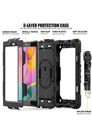 Samsung Galaxy T290 Tab A 8 Kılıf Pars Tablet Kapak - Siyah-(5796)