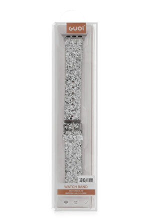 Apple Watch 38mm Starry Taşlı Kordon - Gümüş-(5796)