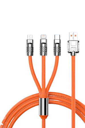 3 İn 1 Süper Hızlı Şarj Kablosu Android ve İOS Uyumlu Silikon Şarj Kablosu