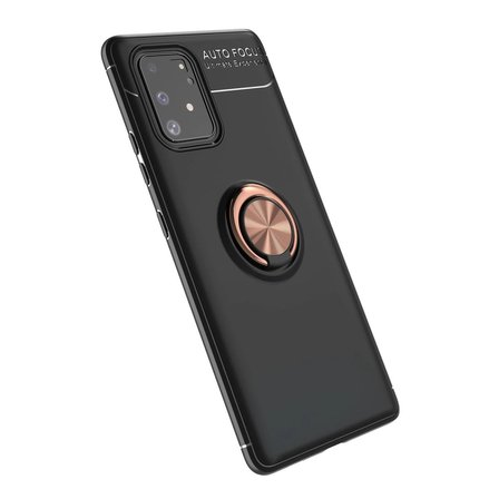 Samsung Galaxy A91 / S10 Lite Kılıf Range Yüzüklü Silikon - Siyah-gold