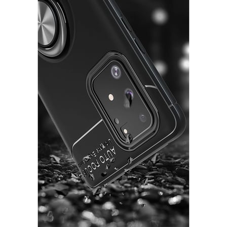 Samsung Galaxy A91 / S10 Lite Kılıf Range Yüzüklü Silikon - Siyah-gold