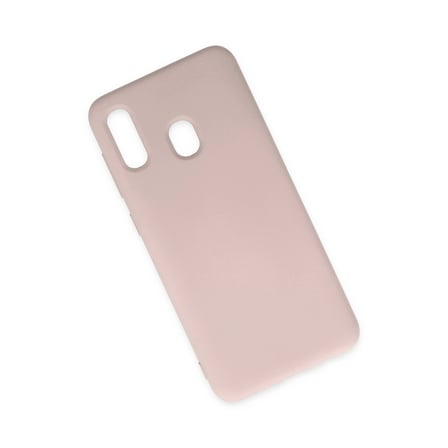 Samsung Galaxy A20 Kılıf Nano İçi Kadife Silikon - Pudra