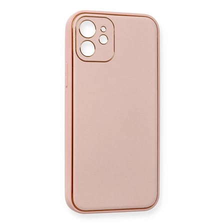 İphone 12 Kılıf Coco Deri Silikon Kapak - Pembe