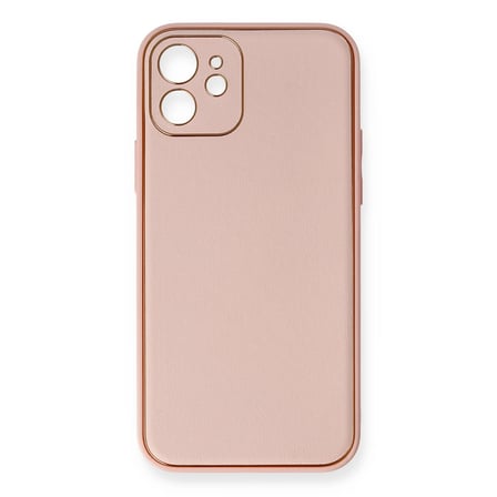 İphone 12 Kılıf Coco Deri Silikon Kapak - Pembe