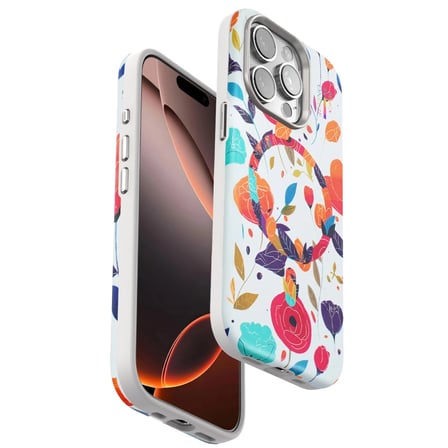 Onegif İphone 14 Pro Max Flower Series Magsafe Kapak - Beyaz