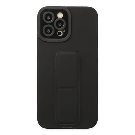 İphone 12 Pro Max Kılıf Mega Standlı Silikon - Siyah