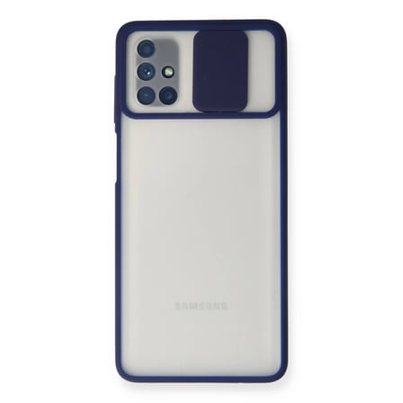 Samsung Galaxy M51 Kılıf Palm Buzlu Kamera Sürgülü Silikon - Lacivert