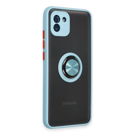 Samsung Galaxy A03 Kılıf Montreal Yüzüklü Silikon Kapak - Buz Mavi