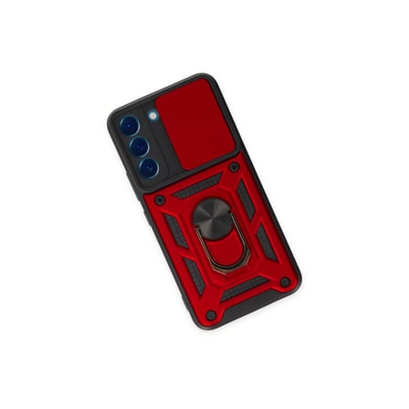 Samsung Galaxy S24 Kılıf Pars Lens Yüzüklü Silikon - Kırmızı