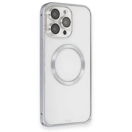 Joko İphone 15 Pro Max Kılıf Metal Bumper Magneticsafe Kapak - Gri