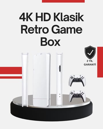 2 Kollu Kablosuz 4K TV Uyumlu Klasik Oyun Konsolu
