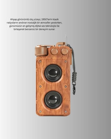 Ahşap Tarzı Kablosuz Hoparlör 5W Güçlü Bass TF USB AUX