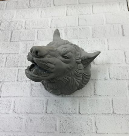 Gri Kurt Duvar Biblosu Güçlü Detaylı Dekoratif Tasarım 25x19 cm