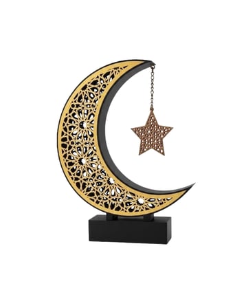 3D Hilal Yıldız Süs 23x23 cm Ev ve Ofis İçin Şık Aksesuar
