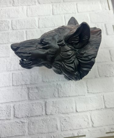 3D Siyah Ayı Başı Duvar Süsü Özel Tasarım Dekoratif Heykel 25x19 cm