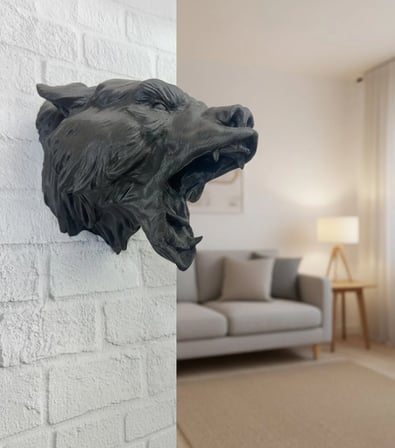 Siyah Ayı Figürü Duvar Dekoru Asılabilir Hediyelik Heykel 25x19 cm