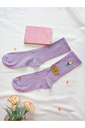 3 Çift Nakışlı Kadın Çorap Üçlü Soket Hayvan Meyve Çiçek Nakışlı Çorabı Hediye 36-40