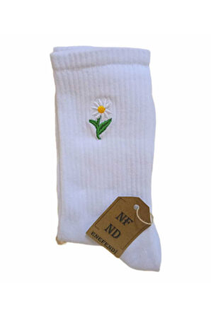 Nakışlı Kadın Üçlü Soket Hayvan Meyve Çiçek Nakışlı Çorabı