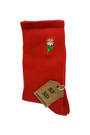 Nakışlı Kadın Üçlü Soket Hayvan Meyve Çiçek Nakışlı Çorabı