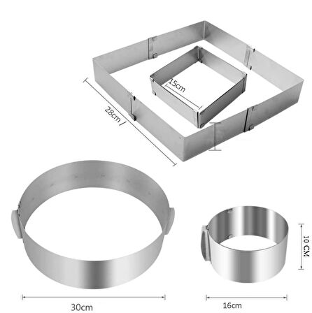 Narkalıp Yuvarlak Kare İkili Kek Kalıbı Derinlik 10cm