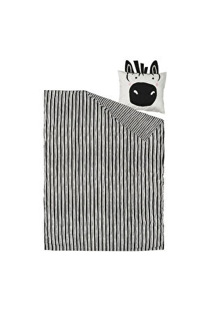 Çocuk Nevresim Takımı, Siyah-Beyaz, 150x200/50x60 cm Zebra Temalı