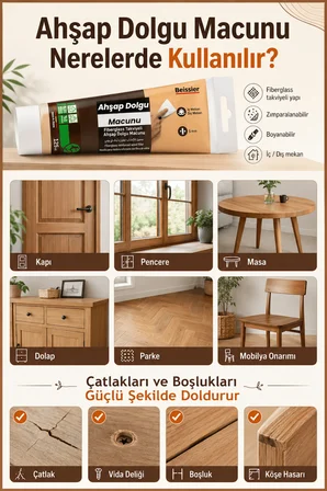 Naturel Renk Ahşap Parke Tamir Macunu Mobilya Masa Dolgu Çatlak Çizik Giderici 125 ML