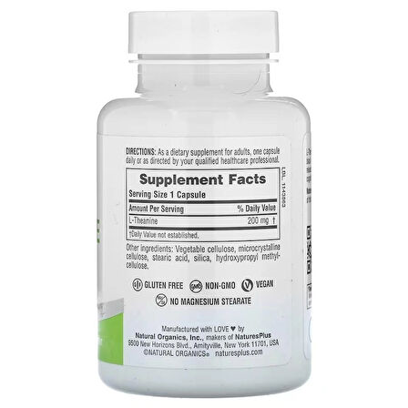 NaturesPlus Pro L-Theanine Brain & Cognitive 200 60 Caps