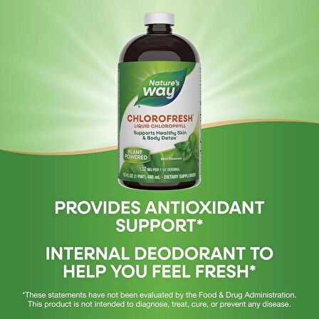 Nature's Way Chlorofresh Liquid Chlorophyll Copper Healthy Skin Body Detox Deodorant Supports Liver