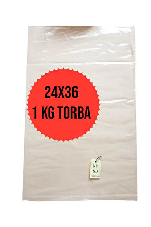 2'lik Naylon Torba Poşet Alışveriş Sağlam Erzak Şeffaf Bakkaliye Torbası 1 Kg 24x36cm