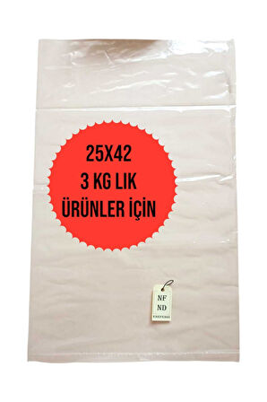 3'LÜK NAYLON TORBA POŞET ALIŞVERİŞ SAĞLAM ERZAK ŞEFFAF BAKKALİYE TORBASI 1 KG 25x42cm