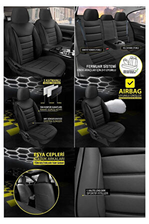 Audi A8 Koltuk Kılıfı Jet Deri Siyah