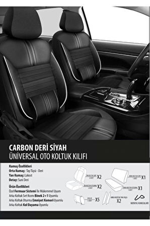 Opel Mokka Koltuk Kılıfı Carbon Deri Siyah