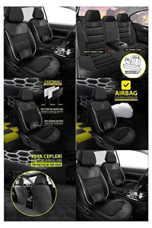 Opel Mokka Koltuk Kılıfı Carbon Deri Siyah