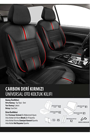 Skoda Felicia Koltuk Kılıfı Carbon Deri Kırmızı