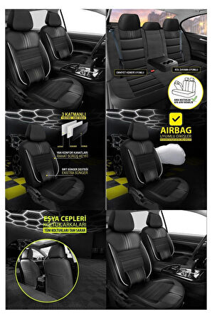 Smart Roadster Koltuk Kılıfı Carbon Deri Siyah